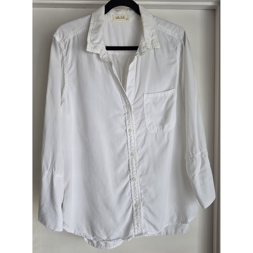 Bella Dahl Women XL White Collared Long Sleeve Button-Up Shirt Top Blouse